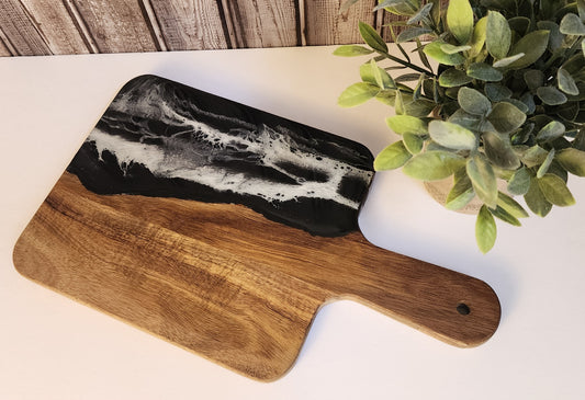 Black and White Ocean Waves Charcuterie Board