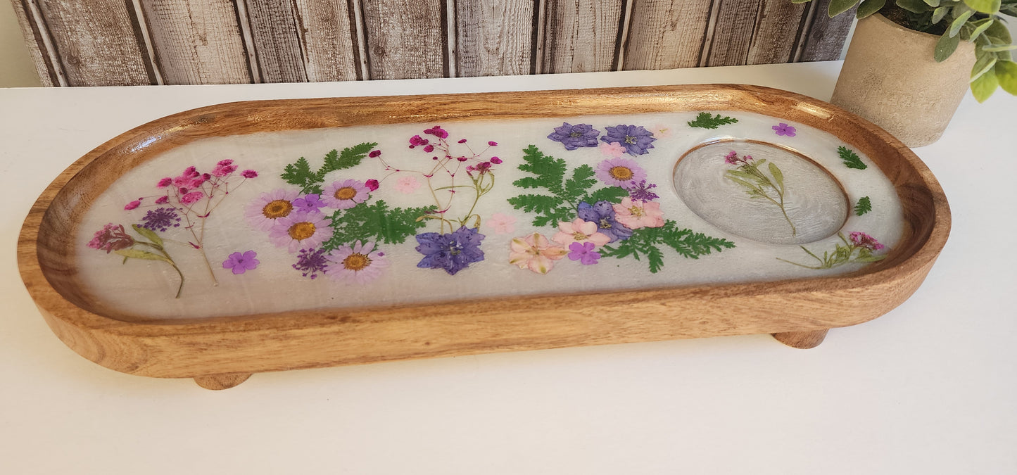 Flower Serving Tray With Bowl