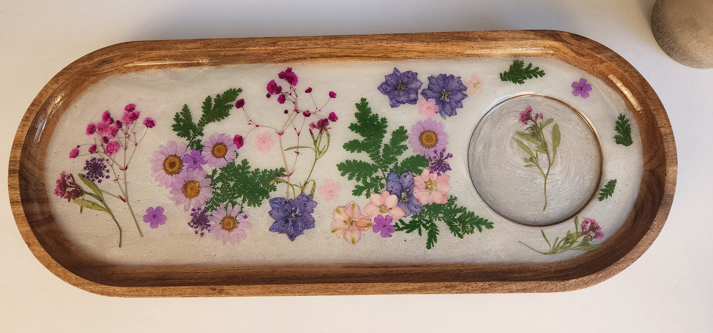 Flower Serving Tray With Bowl